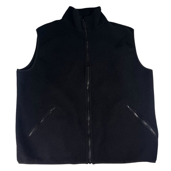 Vintage 90s World Famous Sports Fleece Zip Up Vest Men's XL Black Made In USA - Picture 1 of 4